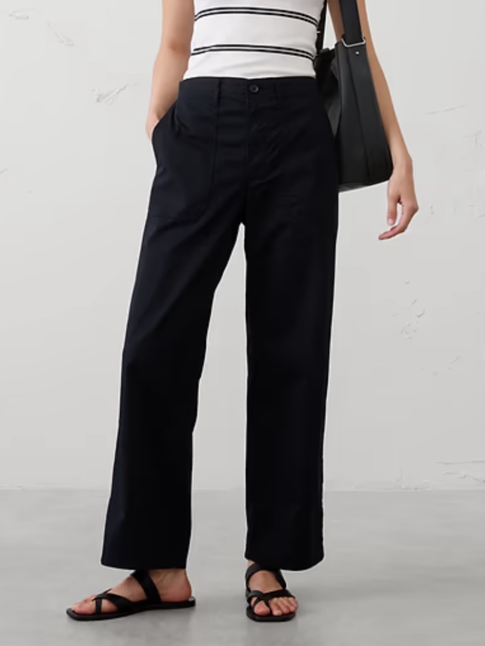NWT Banana Republic Black Straight High Rise Twill Utility Pant